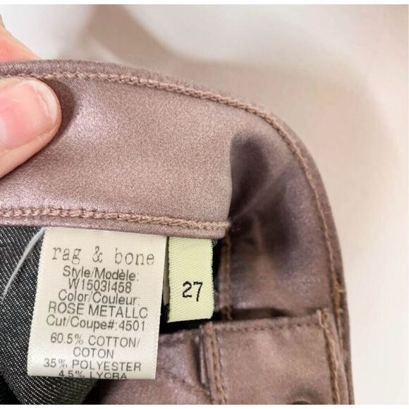 Rag & Bone rose metallic leggings skinny jeans size 27 excellent condition - Picture 7 of 8